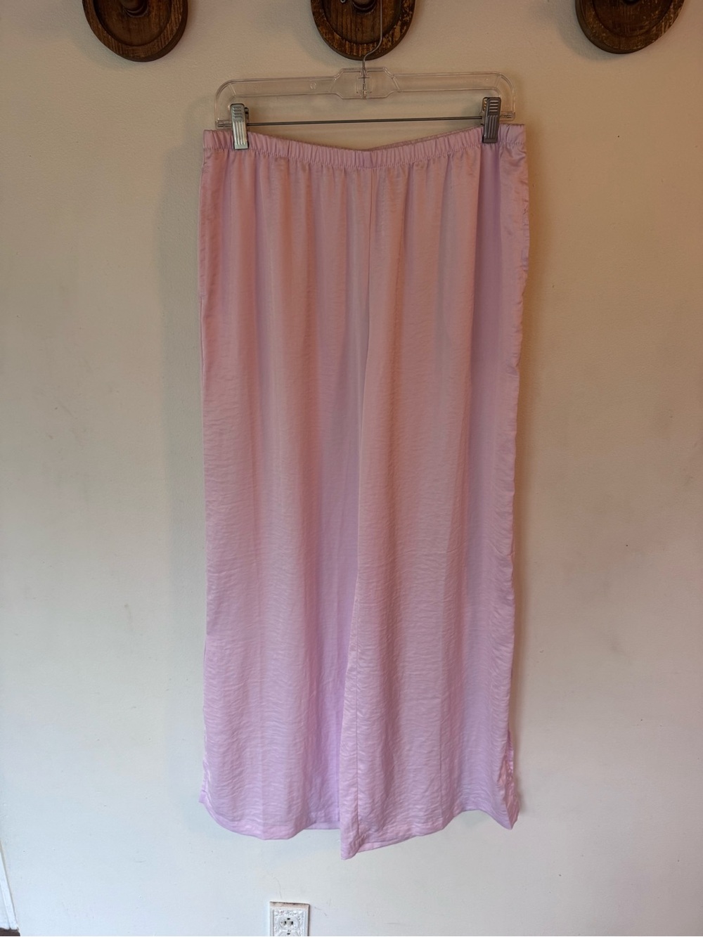 Auden Light Pink silky satin wide leg pajama pants size medium